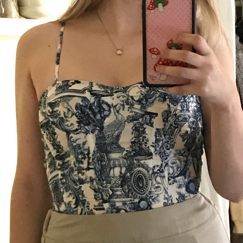 Blue Renaissance corset top from Pretty Little Thing